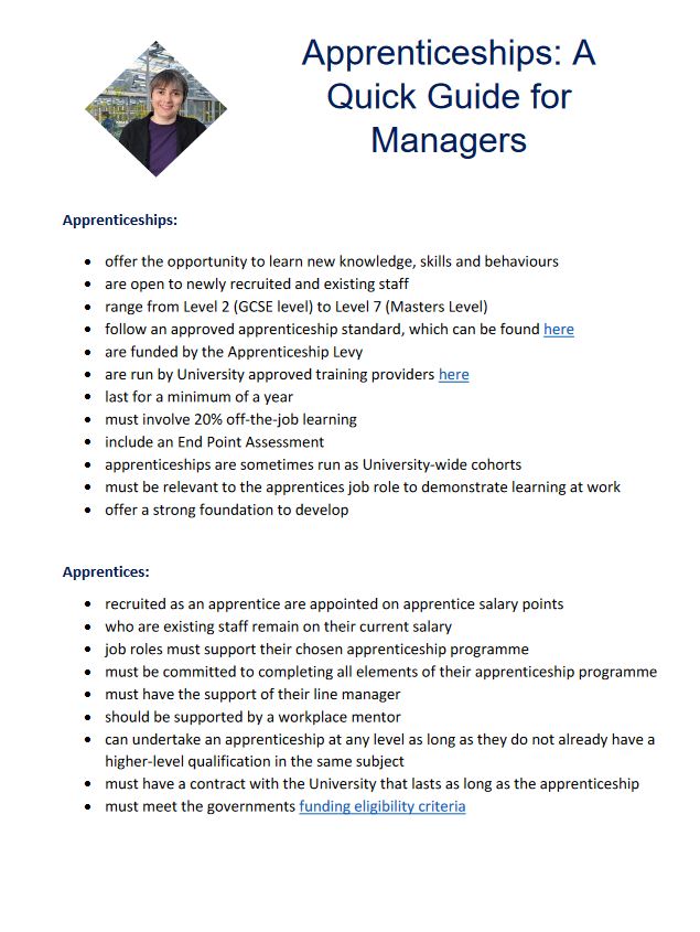 Click to view Apprenticeships: A quick guide for managers